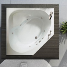 Maax Canada 101077-001-001-000 - Tandem 59.5 in. x 59.5 in. Corner Bathtub with Whirlpool System Without tiling flange, Center Drai