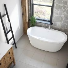 Maax Canada 105359-055-001 - Jazz F 66 x 36 Acrylic Freestanding Center Drain Aerofeel Bathtub in White with White Skirt