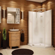 Maax Canada 105543-000-129-101 - Lobelia Centre Silk 36 x 36 Polystyrene Center Drain Shower Kit in White with Centre Silk Glass in