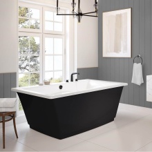 Maax Canada 105742-000-001-113 - Optik 6636 F Acrylic Freestanding Center Drain Bathtub in White with Black Skirt