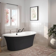 Maax Canada 105744-000-015 - Ella Sleek 66 x 36 Acrylic Freestanding Center Drain Bathtub in White with Black Skirt