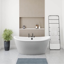 Maax Canada 106192-000-002-125 - Delsia 6032 AcrylX Freestanding Center Drain Bathtub in White with Sterling Silver Skirt