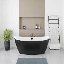 Maax Canada 106192-000-002-124 - Delsia 6032 AcrylX Freestanding Center Drain Bathtub in White with Black Skirt