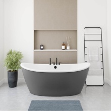 Maax Canada 106193-000-002-126 - Delsia 6636 AcrylX Freestanding Center Drain Bathtub in White with Thundey Grey Skirt