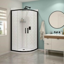 Maax Canada 106540-900-340-000 - Sakura Acrylic Shower Kit in White with Clear Glass in Matte Black