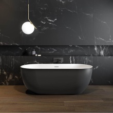 Maax Canada 106879-000-240-100 - Tosca Matte 6732 Acrylic Freestanding Center Drain Bathtub in Matte White with Matte Black Skirt