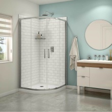 Maax Canada 107170-900-340-000 - Kassia 38 x 38 Acrylic Center Drain Shower Kit in White with Clear Glass in Matte Black