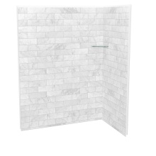 Maax Canada 107466-307-508-000 - Utile 6036 Composite Direct-to-Stud Two-Piece Corner Shower Wall Kit in Marble Carrara