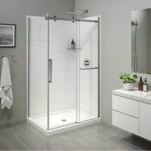Maax Canada 134954-900-084-000 - Halo Pro 48 x 32 x 78 3/4 in. 8mm Sliding Shower Door with Towel Bar for Corner Installation with