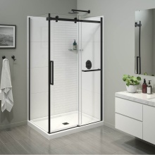 Maax Canada 134954-900-340-000 - Halo Pro 48 x 32 x 78 3/4 in. 8mm Sliding Shower Door with Towel Bar for Corner Installation with