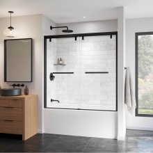 Maax Canada 135320-900-340-000 - Uptown 56-59 x 58 in. 8 mm Bypass Tub Door for Alcove Installation with Clear glass in Matte Black