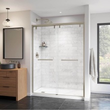 Maax Canada 135322-900-305-000 - Uptown 56-59 x 76 in. 8 mm Bypass Shower Door for Alcove Installation with Clear glass in Brushed