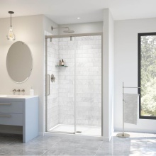 Maax Canada 135323-900-305-000 - Uptown 44-47 x 76 in. 8 mm Sliding Shower Door for Alcove Installation with Clear glass in Brushed