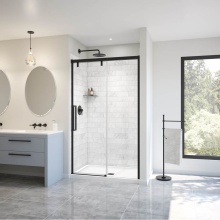Maax Canada 135323-900-340-000 - Uptown 44-47 x 76 in. 8 mm Sliding Shower Door for Alcove Installation with Clear glass in Matte B