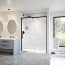 Maax Canada 135324-900-173-000 - Uptown 56-59 x 76 in. 8 mm Sliding Shower Door for Alcove Installation with Clear glass in Dark Br