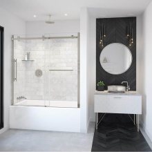 Maax Canada 138485-900-305-000 - Vela 56.5-59 x 59 in. 8 mm Sliding Tub Door with Towel Bar for Alcove Installation with Clear glas
