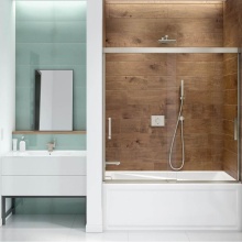 Maax Canada 139351-900-305-000 - Incognito 57 56-59 x 56 3/4 in. 6mm Bypass Tub Door for Alcove Installation with Clear glass in Br