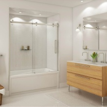 Maax Canada 139398-900-305-000 - Halo 56.5-59 x 59 in. 8 mm Sliding Tub Door for Alcove Installation with Clear glass in Brushed Ni