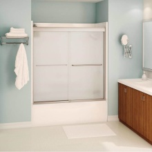 Maax Canada 139661-978-305-000 - Tonik 55-59 x 57 in. 6 mm Sliding Tub Door for Alcove Installation with Frosted Glass in Brushed N