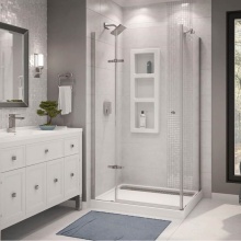 Maax Canada 300010-900-084-000 - Urbano II 34 x 42 Acrylic Center Drain Shower Kit in White with Clear Glass in Chrome