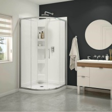 Maax Canada 300021-900-084-000 - Daisy 38 x 38 Acrylic Center Drain Shower Kit in White with Clear Glass in Chrome