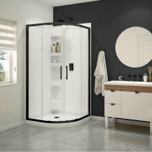 Maax Canada 300021-900-340-000 - Daisy 38 x 38 Acrylic Center Drain Shower Kit in White with Clear Glass in Matte Black