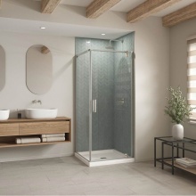 Maax Canada 410000-540-001-000 - B3Round 3636 Acrylic Corner Left or Right Shower Base in White with Anti-slip Bottom with Center D