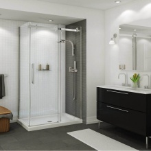 Maax Canada 410001-503-001-000 - B3Round 4832 Acrylic Corner Right Shower Base in White with Center Drain