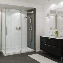 Maax Canada 410004-503-001-002 - B3Round 6030 Acrylic Corner Right Shower Base in White with Right-Hand Drain