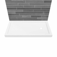 Maax Canada 410004-505-001-002 - B3Round 6030 Acrylic Wall Mounted Shower Base in White with Right-Hand Drain