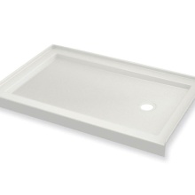 Maax Canada 410035-541-001-000 - B3Round 6034 Acrylic Alcove Shower Base in White with Anti-slip Bottom with Center Drain