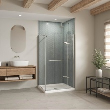 Maax Canada 420002-543-001-100 - B3Square 4834 Acrylic Corner Right Shower Base in White with Anti-slip Bottom with Center Drain