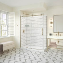 Maax Canada 137423-900-343-000 - Odyssey SC Return Panel for 36 in. Base in Clear Glass in Brushed Gold