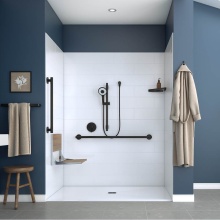 Maax Canada 107933-541-001-114 - Acolyte 6238 Acrylic Alcove Shower Base in White with PVC Center Drain in Matte Black