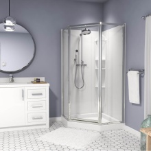 Maax Canada 106010-000-129-100 - Atlantic II 38 x 38 Polystyrene Center Drain Shower Kit in White with Clear Glass in Chrome