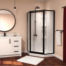 Maax Canada 106010-000-129-103 - Atlantic II 38 x 38 Polystyrene Center Drain Shower Kit in White with Centre Silk Glass in Matte B