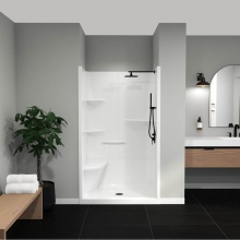 Maax Canada 105919-000-001-001 - Camelia SH-4834 Acrylic Alcove Center Drain Left Molded Seat One-Piece Shower in White