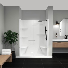 Maax Canada 105921-000-001-175 - Camelia SH-6034 Acrylic Alcove Center Drain Left and Right Molded Seat Two-Piece Shower in White