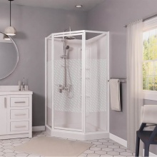 Maax Canada 101694-000-129-106 - Himalaya 38 x 38 Polystyrene Center Drain Shower Kit in White with Design 47 Glass in White