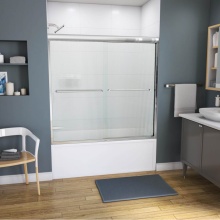 Maax Canada 134561-927-084-000 - Kameleon 55-59 x 57 in. 6 mm Bypass Tub Door for Alcove Installation with Fluted glass in Chrome