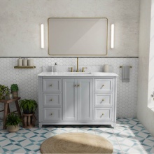 Maax Canada 107764-303-309-343 - Vanuria 48 in. Freestanding Single Sink Vanity in Light Grey with White Marble Top and Brushed Gol