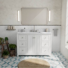 Maax Canada 107764-303-308-305 - Vanuria 48 in. Freestanding Single Sink Vanity in White with White Marble Top and Brushed Nickel H