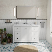 Maax Canada 107764-303-308-340 - Vanuria 48 in. Freestanding Single Sink Vanity in White with White Marble Top and Matte Black Hard