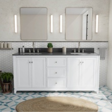 Maax Canada 107765-306-308-305 - Vanuria 72 in. Freestanding Double Sink Vanity in White with Grey Quartz Top and Brushed Nickel Ha