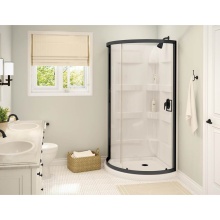 Maax Canada 300005-000-001-101 - Charlotte 34 x 34 Acrylic Center Drain Shower Kit in White with Clear Glass in Matte Black