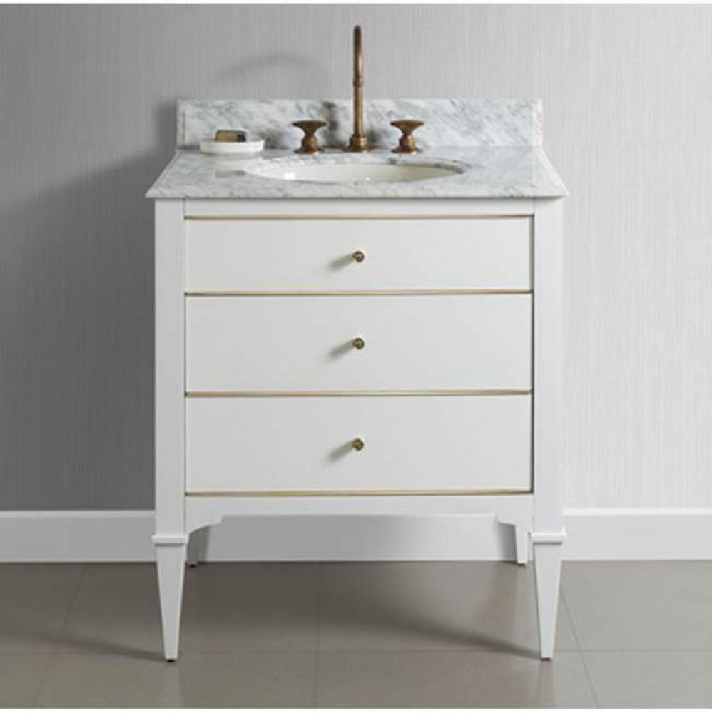 Charlottesville w/Brass 30'' Vanity - Polar White