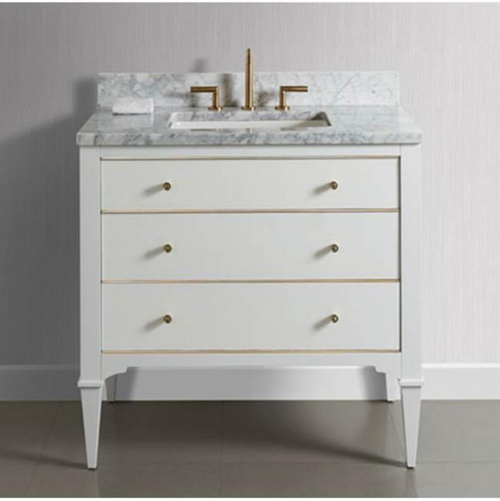 Charlottesville w/Brass 36'' Vanity - Polar White