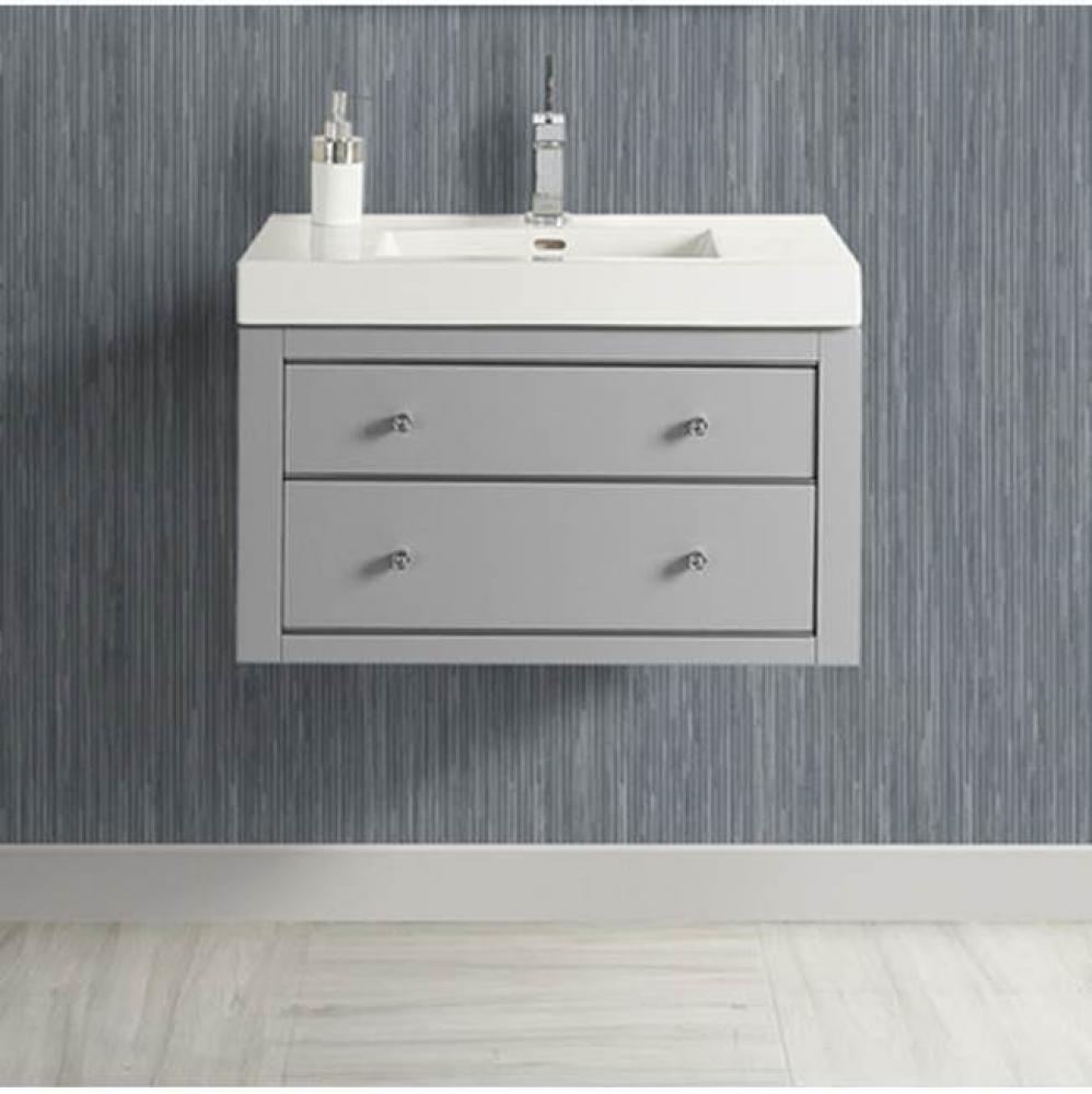 Charlottesville w/Nickel 30x18'' Wall Mount Vanity - Light Gray