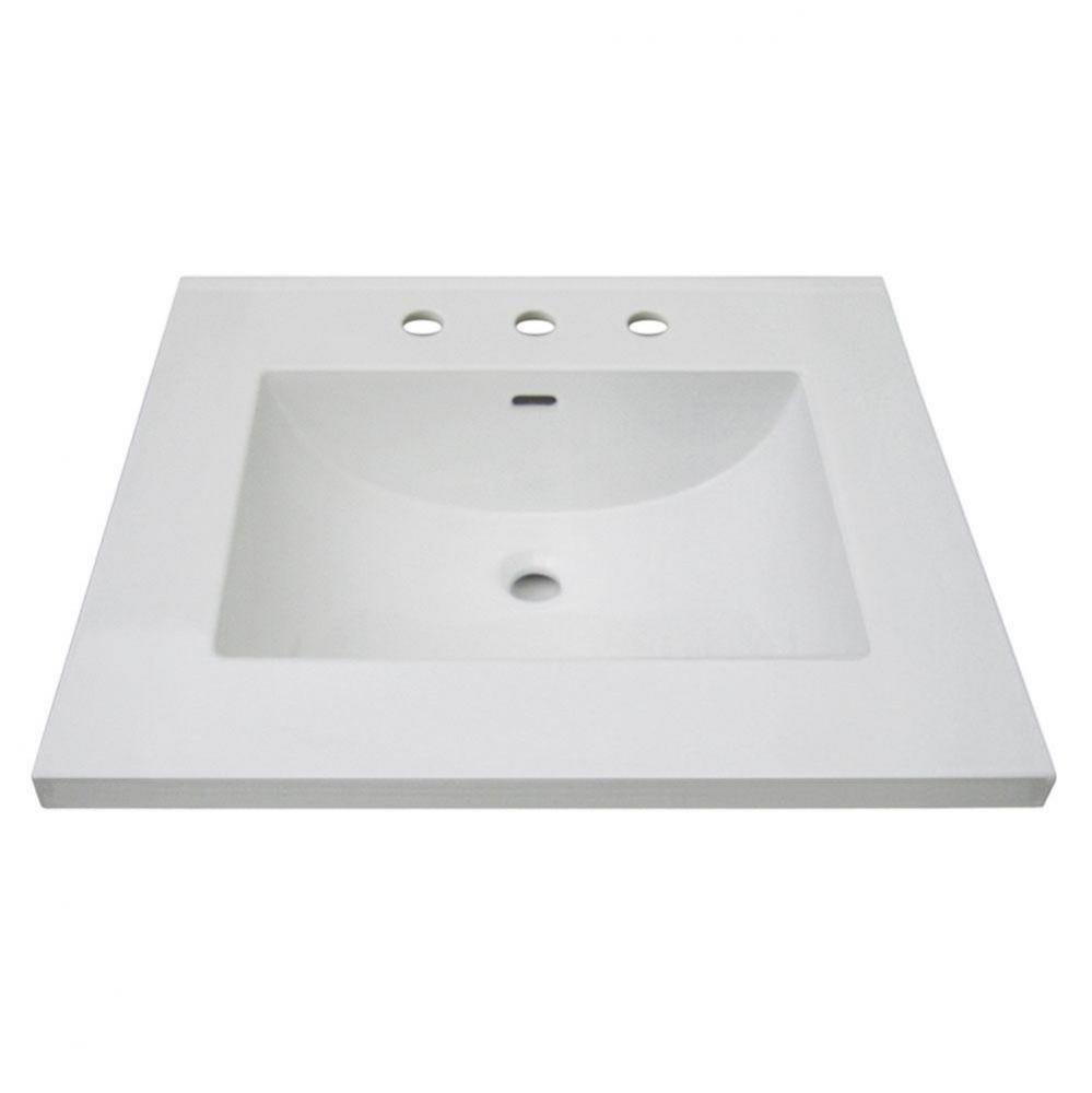3cm (1-1/4'') 25'' White Ceramic Top - 8'' widespread
