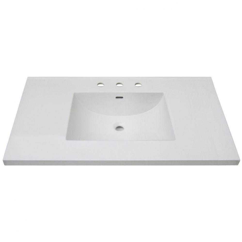 3cm (1-1/4'') 43'' White Ceramic Top - 8'' widespread